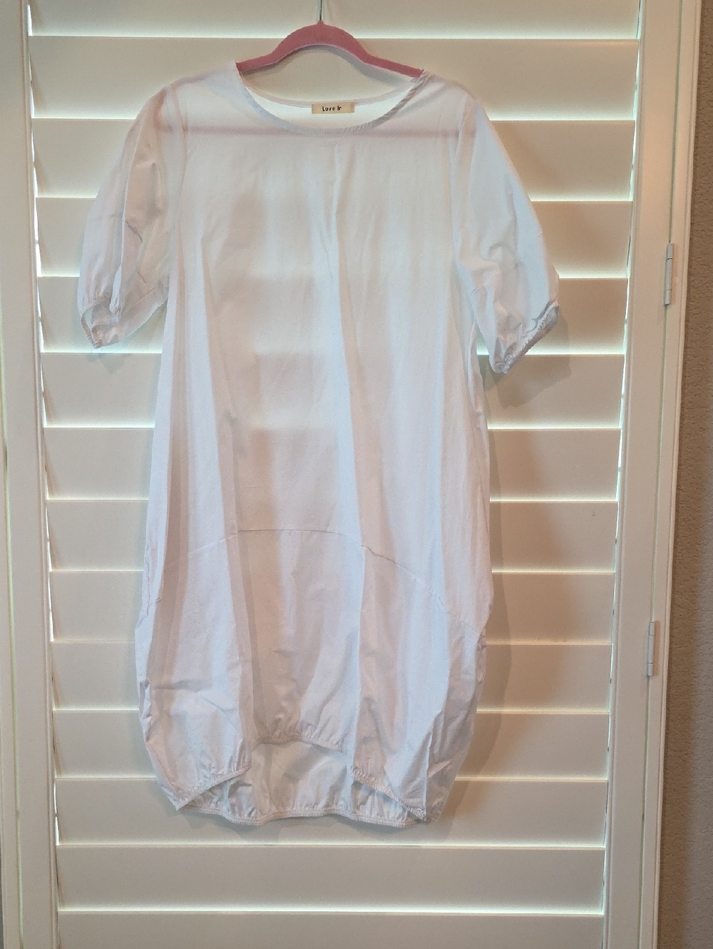 New Love White Short Puff-Sleeve Chemise